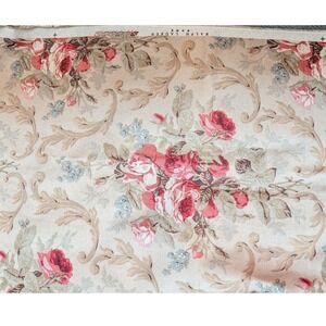 Ralph Lauren Home Floral Fabric Pink Red Roses Tan Scrolls 27x102 Upholstery